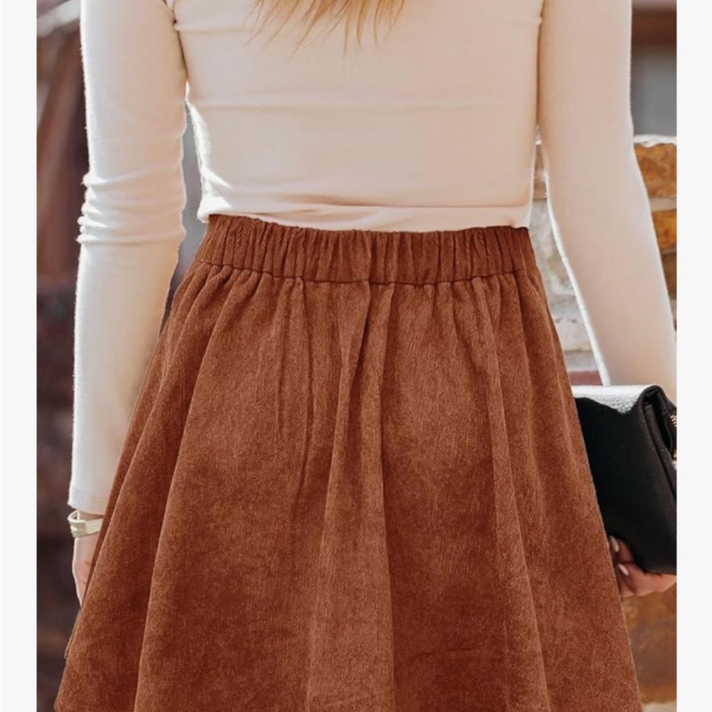 Amazon Brown A-Line Button Skirt - Picture 4 of 8